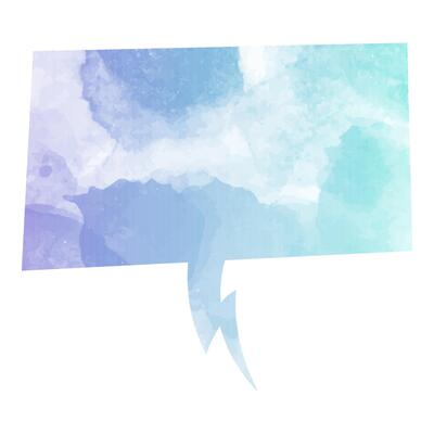 Colorful abstract watercolor speech bubble with soft gradients and shapes