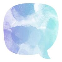 Watercolor silhouette of a speech bubble with blue tones and textures vector