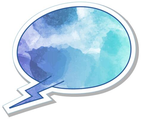 Artistic speech bubble design in vibrant blue hues
