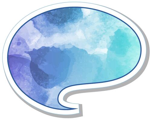 speech bubble design featuring blue and turquoise colors