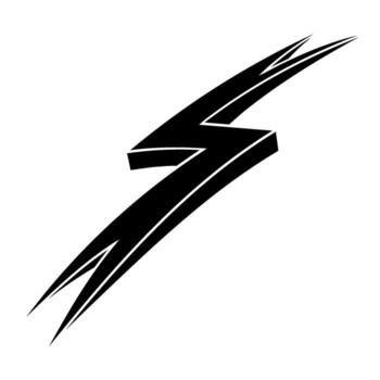 Hand drawn thunderbolt design with dynamic lines and energy vector
