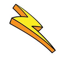 Dynamic hand drawn thunderbolt in vibrant colors vector