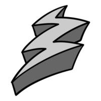 Hand drawn thunder symbol illustrating stormy energy dynamics vector