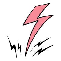 Hand drawn thunderbolt illustration showing dynamic energy vector