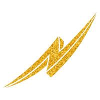 Hand drawn thunderbolt design with glitter effect in bright yellow vector