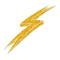Hand drawn thunder illustration with golden accents and texture vector