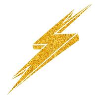 Hand drawn lightning bolt with a glittery design on white background vector