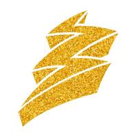 Hand drawn thunderbolt design with golden glitter effect vector