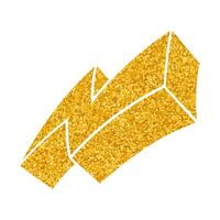 Dynamic hand drawn thunderbolt illustration in vivid gold color vector