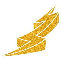 Bold hand drawn gold thunder illustration with golden color scheme vector