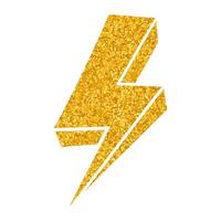 Hand drawn gold thunderbolt design with vibrant golden color vector