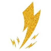 Hand drawn thunderbolt design with golden texture details vector