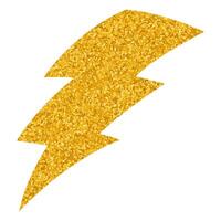 Expressive hand drawn thunderbolt design with sparkly texture vector