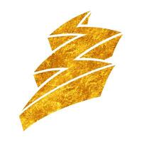 Hand drawn golden thunderbolt design in vibrant color vector