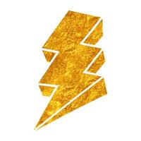 Hand drawn gold thunderbolt design with vibrant details vector