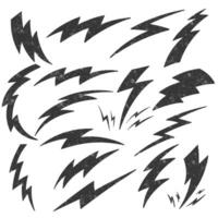 Unique hand drawn thunder design showcasing dynamic lightning patterns vector