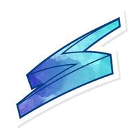 Hand drawn blue thunderbolt illustration with vibrant colors vector