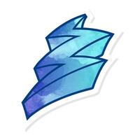 Hand drawn blue thunderbolt design with vibrant colors vector