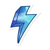Hand drawn thunder bolt in blue and white colors with a dynamic design vector