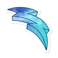 blue hand drawn thunderbolt design with vibrant colors vector