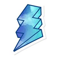 Hand drawn thunderbolt illustration with a blue gradient design vector