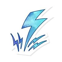 Hand drawn thunder bolt design with vibrant colors and energy vector