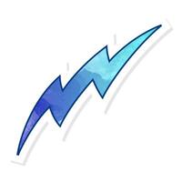 Hand drawn blue thunder illustration in vibrant tones vector