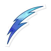 Hand drawn thunderbolt in vibrant blue tones over white backdrop vector