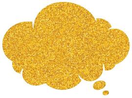 Bright golden cloud shaped thought bubble with sparkling texture design vector
