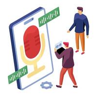 Voice recording technology illustration vector
