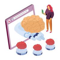 AI interacting with human intelligence vector
