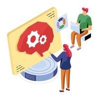 Illustration of AI interaction process vector