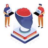 Modern design illustration of brain chip vector