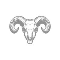 Detailed illustration of a ram skull with large horns vector