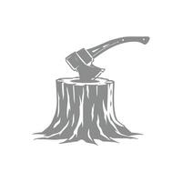 Axe Embedded in a Tree Stump Lumberjack Symbol Illustration vector