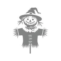 Smiling Scarecrow in a Witch's Hat Illustration for Autumnal Decorations vector