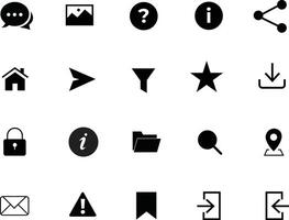 Essential UI UX Icon Set, Flat Black Web and App Interface Symbols Pack for Mobile and Desktop Design. vector