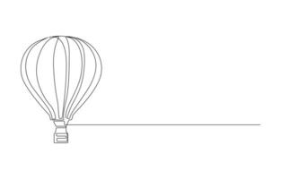 Hot Air Balloon Ascent A Continuous Line art Drawing vector