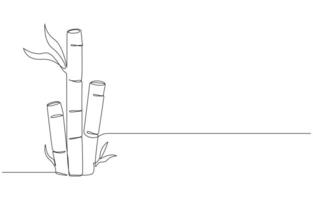 Monoline Bamboo with Leaves, vector