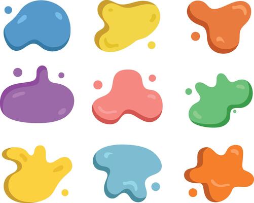 Colorful abstract shapes arranged in a grid displaying smooth blobs in diverse bright colors