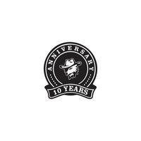 Anniversary Badge Icon - Decade Celebration, Wild West Theme, Animal Mascot, Company History, Achievement, Corporate Identity, Template, Graphic Element vector
