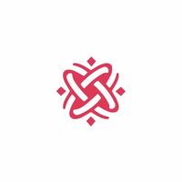 Abstract Intertwined Knot Logo in Red - Stylized Floral or Starburst Emblem, Modern Geometric Symbol, Connection, Unity, Data, Technology, Finance, Security, Consulting, Innovation, Network, Digital vector