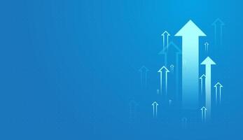 Group of arrows pointing up trend on light blue background showing the business, finance, and stock market concepts. and illustration vector