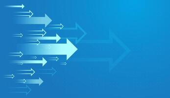 A moving forward arrows pointing next steps togethers for growing trend on light blue background showing the business, finance, and stock market concepts vector