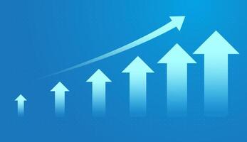 Moving up trends Arrows concepts on light blue background showing the business, finance, and stock market concepts illustration vector