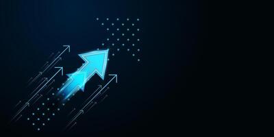 Gradient Glow Arrow striking oversized blue arrow with a radiant gradient effect and the Technonlogy arrows up trend concepts, with light blue Upward Arrows vector
