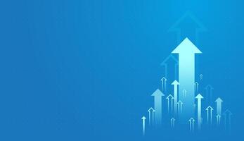 A Set of moving up arrows pointing upward togethers for growth trend on light blue background showing the business, finance, and stock market concepts vector