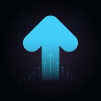 The dark background with subtle grid patterns enhances the modern, high-tech appearance of the visual. and upward motion in illustration vector
