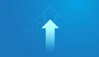 A Big arrows pointing up fot growing trend on light blue background showing the business, finance, and stock market concepts illustration vector