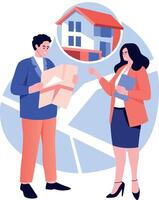 A flat style illustration showing a broker vector